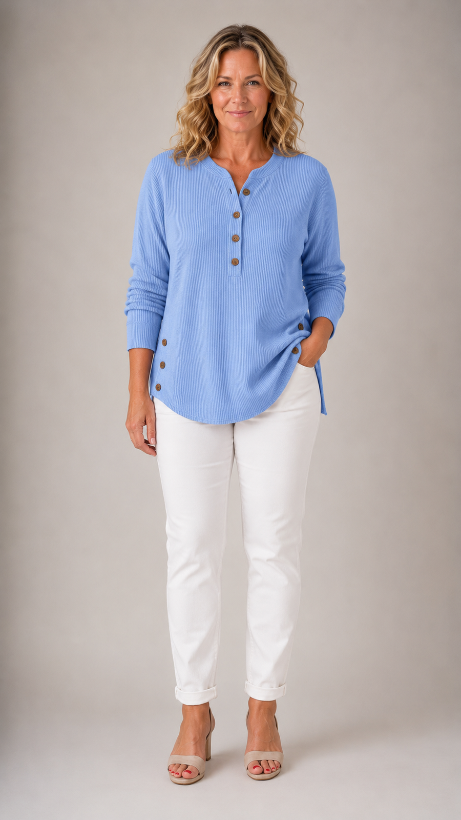Tamara | Ribbed Button-Detail Tunic