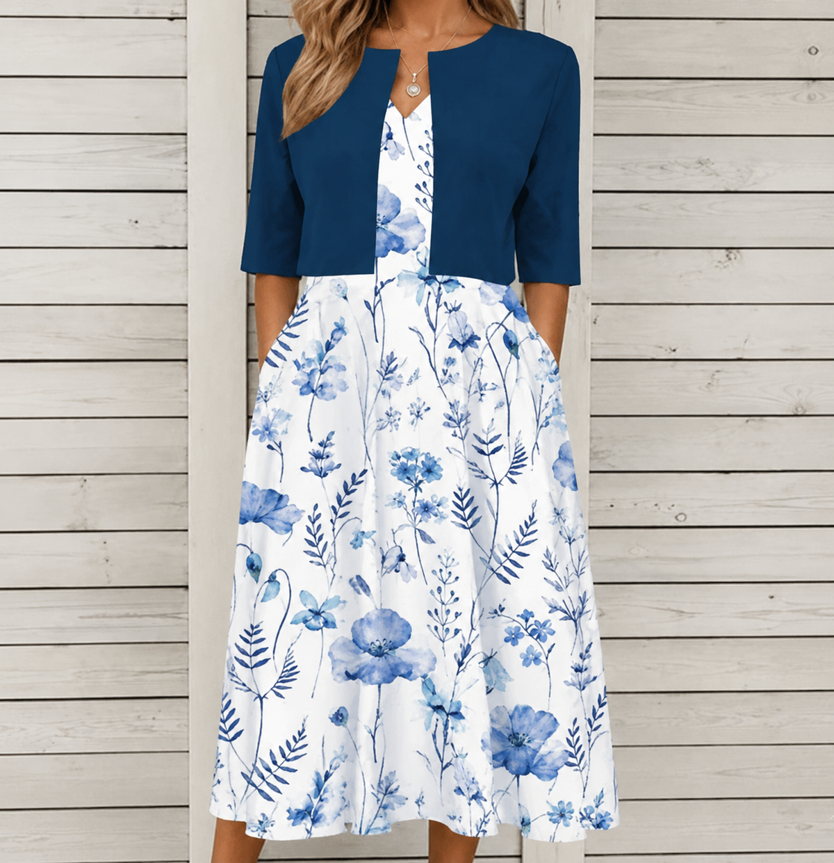Blue shawl white skirt#Blue shawl white skirt_1