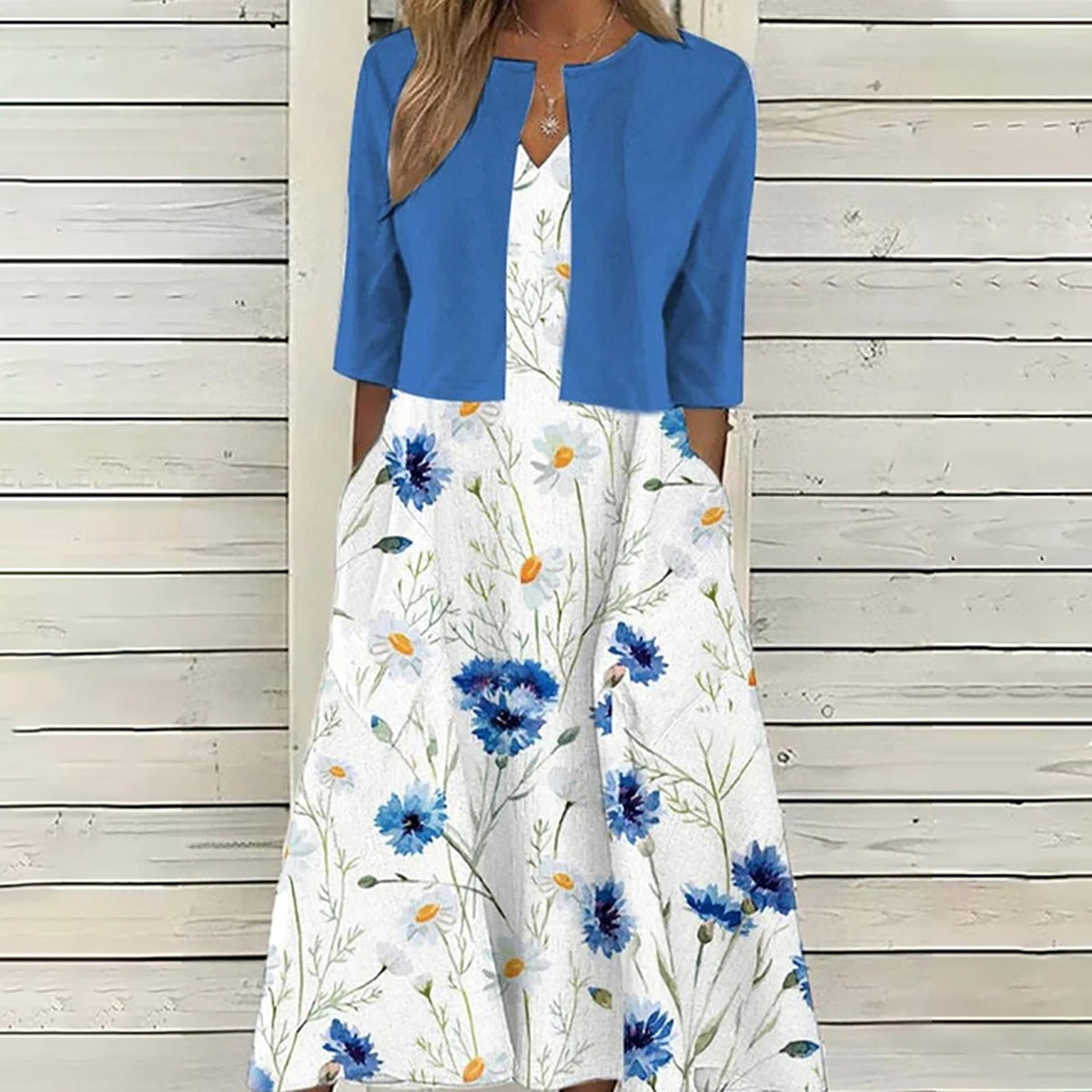 Sapphire Blue White Dress#Sapphire Blue White Dress_1