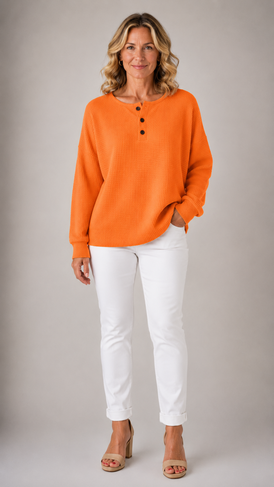Stacy | Waffle Knit Pullover Sweater